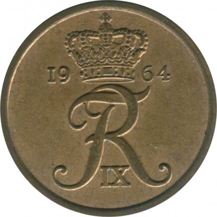 Дания 5 эре 1964 год - Король Фредерик IX (бронза)