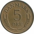 Дания 5 эре 1964 год - Король Фредерик IX (бронза)