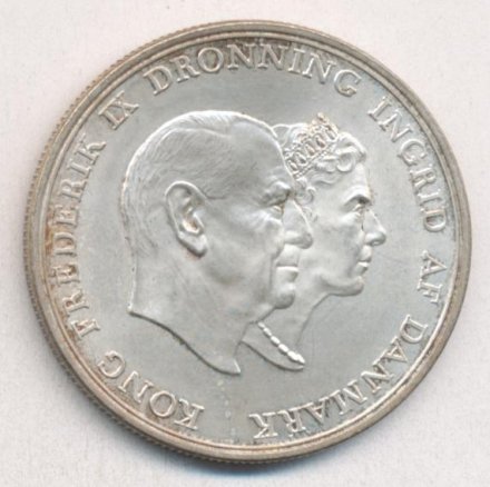 Дания 5 крон 1960 год - Серебряная свадьба