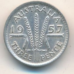 Австралия 3 пенса 1957 год
