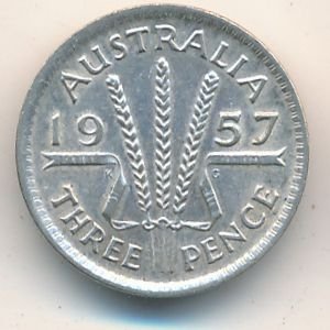 Австралия 3 пенса 1957 год