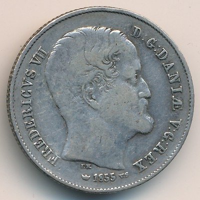 Дания 1/2 ригсдалера 1855 год