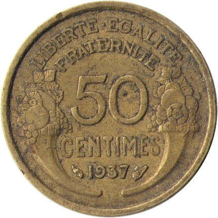 Франция 50 сантимов 1937 год