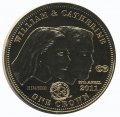 Тристан-да-Кунья 1 крона 2011 год - Виндзоры - Свадьба Принца Уилльяма и Кэтрин (позолота)