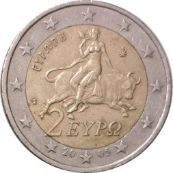 Греция 2 евро 2005 год - Похищение Европы