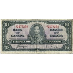 Канада 10 долларов 1937 год - VF-