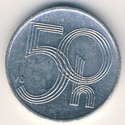 Монета Чехия 50 геллеров 2000 год