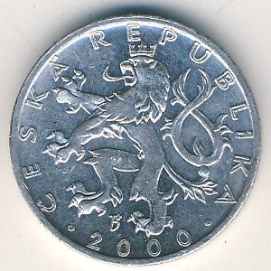 Чехия 50 геллеров 2000 год