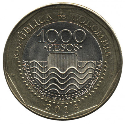 Колумбия 1000 песо 2013 год - Морская черепаха
