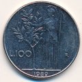 Италия 100 лир 1989 год - Минерва