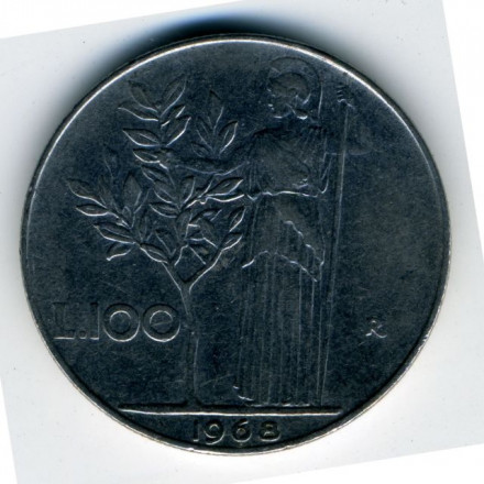 Италия 100 лир 1968 год - Минерва