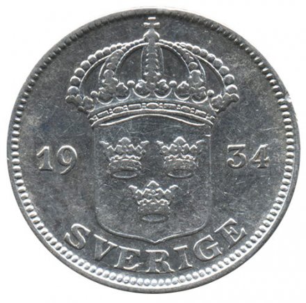 Швеция 50 эре 1934 год - Король Густав V