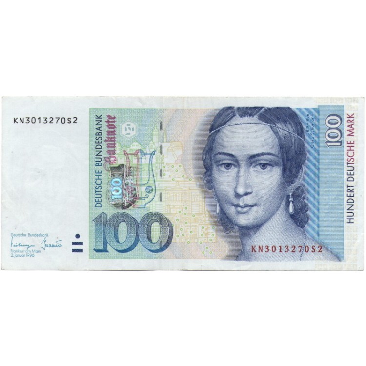 Купюры 1996. 100 Дойчмарок. ФРГ 1996. HUNDERT Deutsche Mark цена 100.