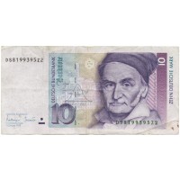 ФРГ 10 марок 1993 год - Карл Фридрих Гаусс. Секстант - VF