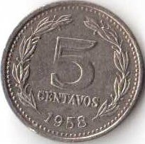 Аргентина 5 сентаво 1958 год