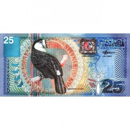 Суринам 25 гульденов 2000 год - Тукан UNC