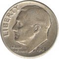США 1 дайм (10 центов) 1948 год - Франклин Рузвельт (без отметки МД)