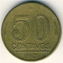 Бразилия 50 сентаво 1943 год