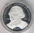 Либерия 20 долларов 2000 год - Джордж Вашингтон