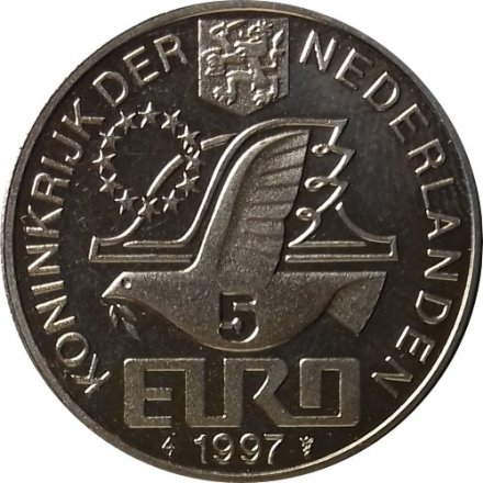 Нидерланды 5 евро 1997 год - Йохан ван Олденбарневелт (сертификат)