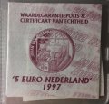 Нидерланды 5 евро 1997 год - Йохан ван Олденбарневелт (сертификат)