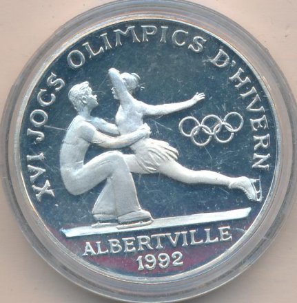 Андорра 20 динеров 1988 год - Олимпиада 1992. Фигурное катание