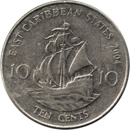 Восточные Карибы 10 центов 2004 год