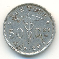 Бельгия 50 сантимов 1929 год