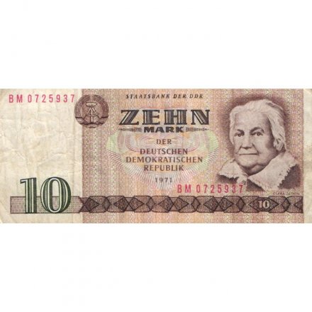 ГДР 10 марок 1971 год - Клара Цеткин - F