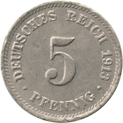 Германия 5 пфеннигов 1913 год (D)