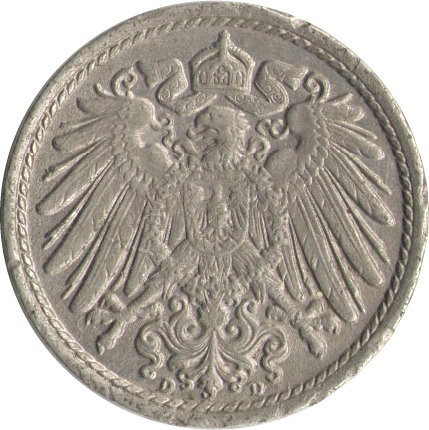 Германия 5 пфеннигов 1913 год (D)
