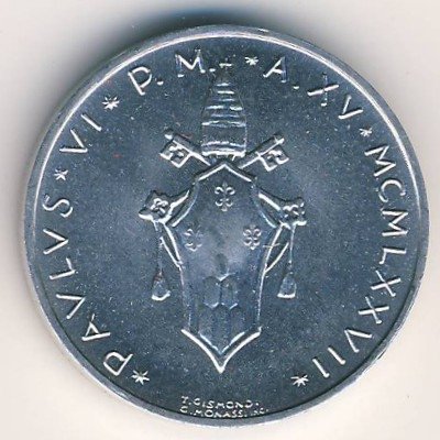 Ватикан 5 лир 1977 год