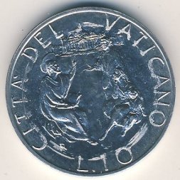 Ватикан 10 лир 1989 год