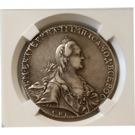 1 рубль 1766 год СПБ-TI-ЯI Екатерина II (1762 - 1796) - AU - в слабе HHP