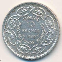 Тунис 10 франков 1939 год