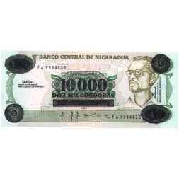 Никарагуа 10000 кордоба - надпечатка на 10 кордоба выпуска 1985 года - UNC