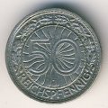 Веймарская республика 50 рейхспфеннигов 1927 год (J)