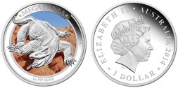Монета Австралия 1 доллар 2014 год - Мегафауна. Мегалания
