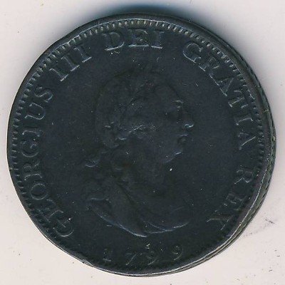 Великобритания 1 фартинг 1799 год