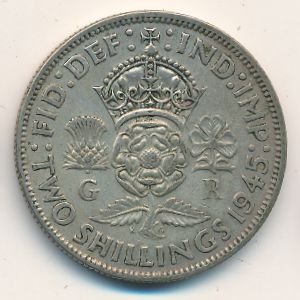 Великобритания 2 шиллинга (1 флорин) 1945 год
