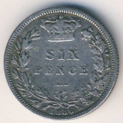 Великобритания 6 пенсов 1886 год