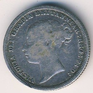 Великобритания 6 пенсов 1886 год