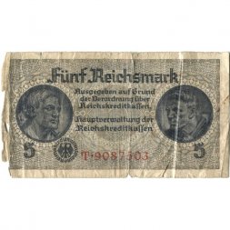 Германия 5 рейхсмарок 1940-1945 годов выпуска - Немецкие оккупационные территории - G