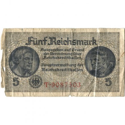 Германия 5 рейхсмарок 1940-1945 годов выпуска - Немецкие оккупационные территории - G