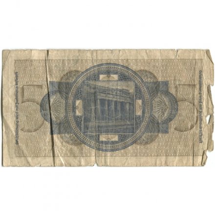 Германия 5 рейхсмарок 1940-1945 годов выпуска - Немецкие оккупационные территории - G