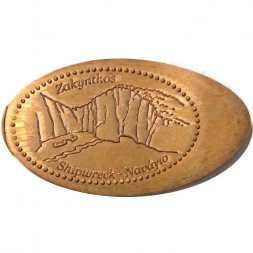 Сувенирный жетон из автомата Zakynthos. Shipwreck - Navayio. Бухта Навайо. Закинф