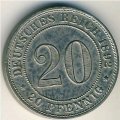 Германия 20 пфеннигов 1892 год