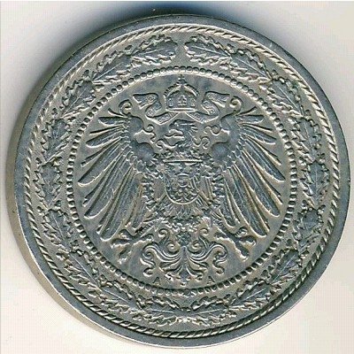 Германия 20 пфеннигов 1892 год