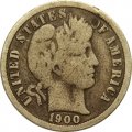 США 1 дайм (10 центов) 1900 год - Barber Dime (без отметки монетного двора)