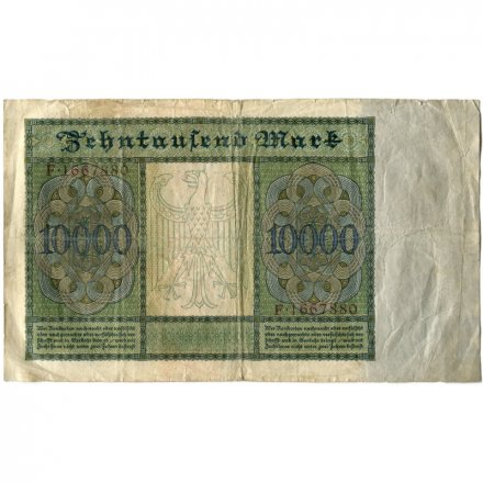 Веймарская Республика 10000 марок 1922 год - (большой формат) F-VF